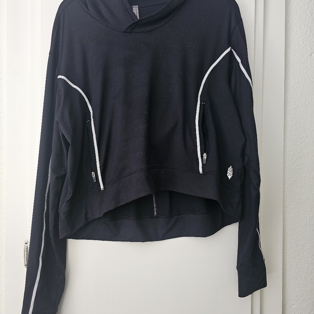 Free People Black Athletic Jacket with White Accents